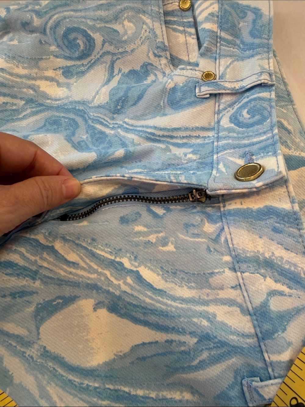 J. McLaughlin Light Blue Marble-Print Skinny Jeans size 8low rise Y2K - Picture 10 of 16